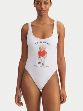 NWT Ralph Lauren Polo Bear White One-Piece Swimsuit